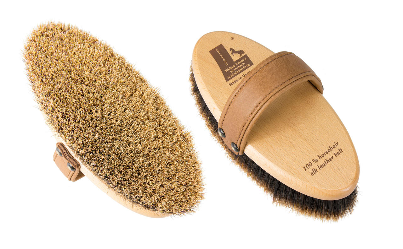 Leistner Brosse de pansage à anse en cuir d'élan Shiny